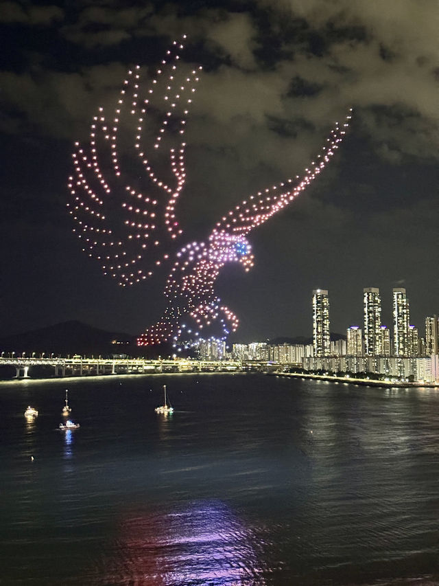 🇰🇷搭遊艇賞「廣安大橋」浪漫夜景及無人機煙火