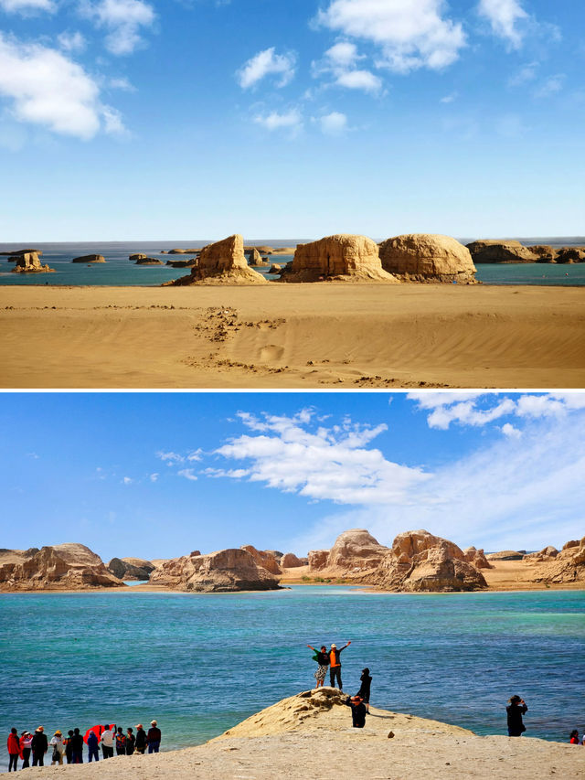 駱駝漫步烏素特（水上）雅丹，領略別樣風情