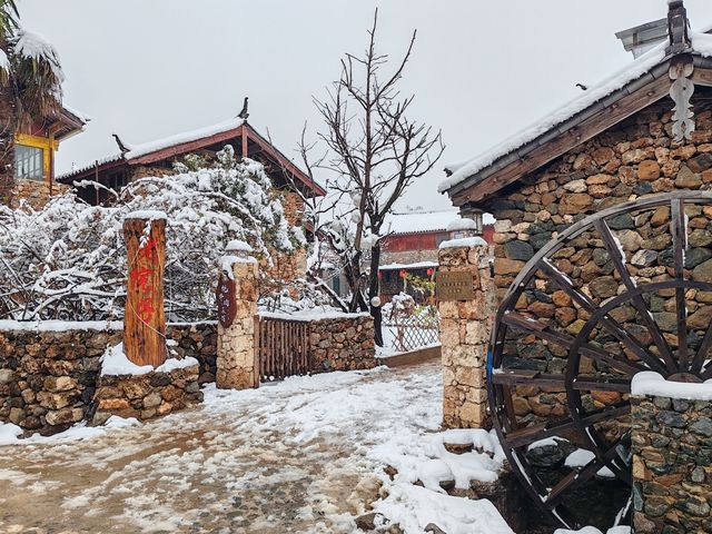 雪後的玉湖村，仿如童話世界
