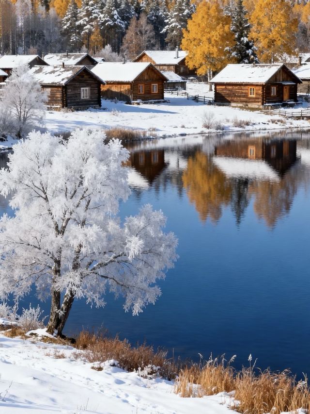 青雲湖雪居凝霧淞，亞布力冬韻醉寒江
