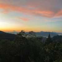Misty town with Mount Kinabalu view