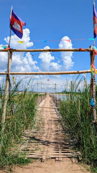 Only in the Dry Season? Walking Across Kampong Cham's Famous Bamboo Bridge. A Rare Cambodian Sight on the Mekong!