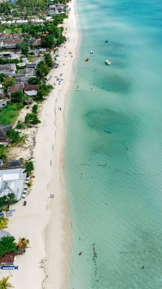Aerial Views Over Seven Mile Beach Negril