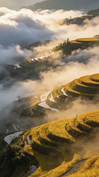 雲の境界、風と花が心を癒す