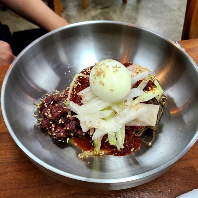 제주 아라동 맛집)미락육회막국수 - 자가제면 제주 메밀막국수 맛집