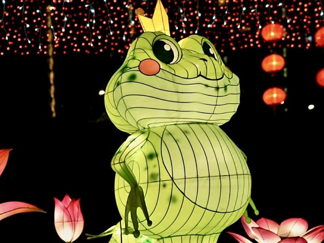 維園中秋花燈-七彩顏色的巨型燈籠，映照維多利亞公園