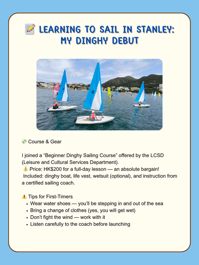 📝 Learning to Sail in Stanley: My Dinghy Debut