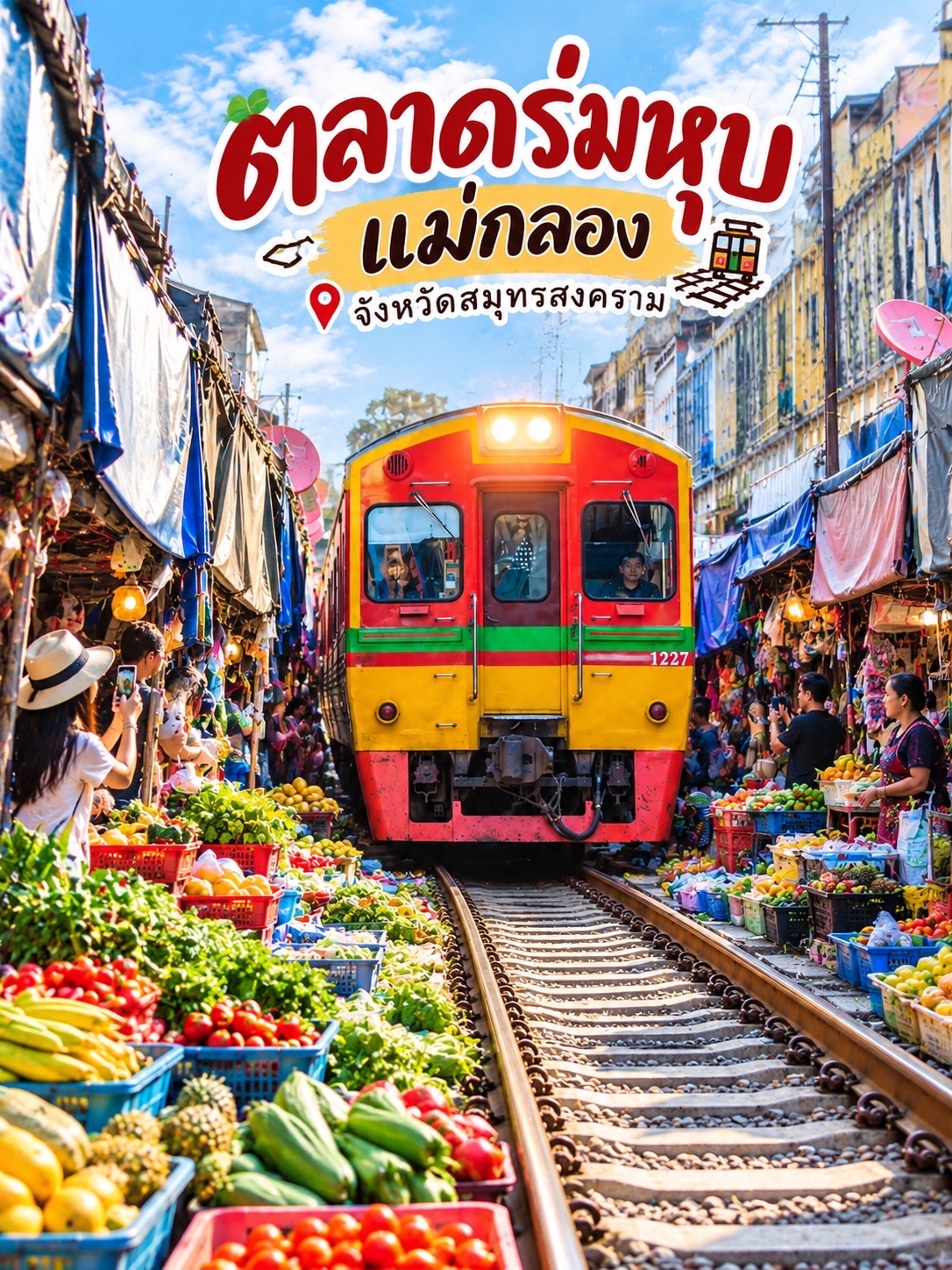 🚂🌿 ตลาดร่มหุบ แม่กลอง จังหวัดสมุทรสงคราม 🇹🇭✨
