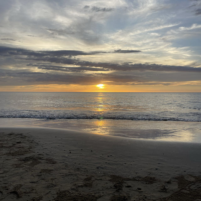 Tanjung Aru beach. Breathtaking sunset