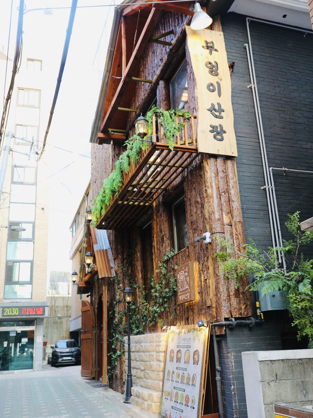 首爾｜延南洞貓頭鷹山莊延南店：三層樓老宅、樹幹貫穿屋內、喝韓酒配韓食好Chill🍶