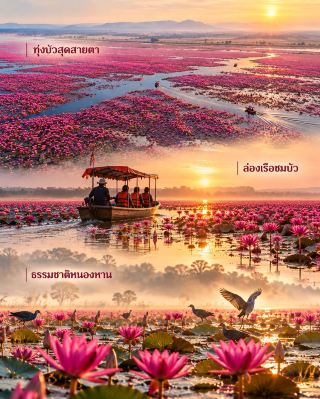 大自然が作り出した「花の海」を見たいなら、一度は早起きしてここを訪れてみてください…「タレー・ブア・デーン（紅い蓮の海）」。