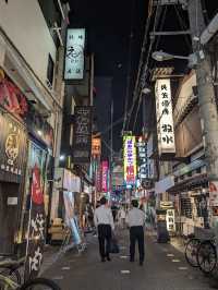 Dotonbori Street with neon light and food 
