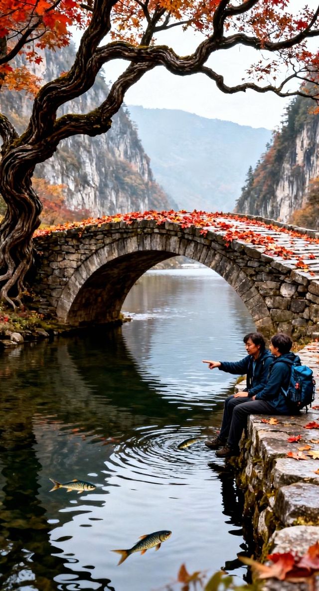 南津關秋冬開掛！徒步穿紅葉秘境，冰瀑藏著峽谷慢時光