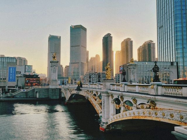 天津•海河，大光明橋，解放橋，世紀鐘，津灣廣場