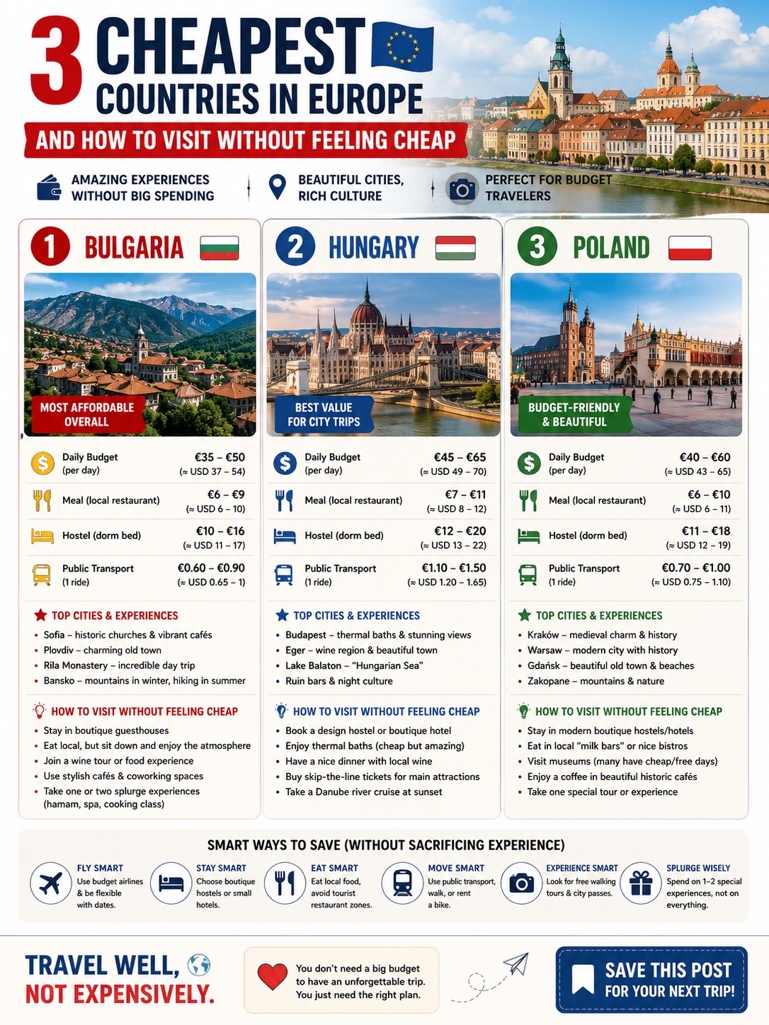🇪🇺 3 CHEAPEST COUNTRIES IN EUROPE — AND HOW TO VISIT WITHOUT FEELING CHEAP