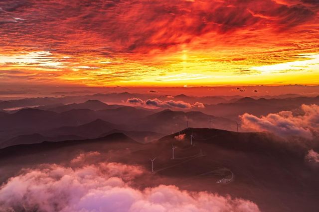 寧波的徒步天花板 東海雲頂 偶遇火燒雲日出
