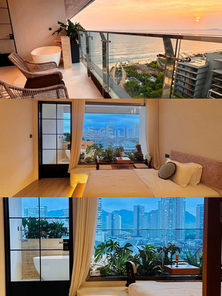 Relax by the sea at Jinding Bay! Enjoy ocean views from your room's bathtub