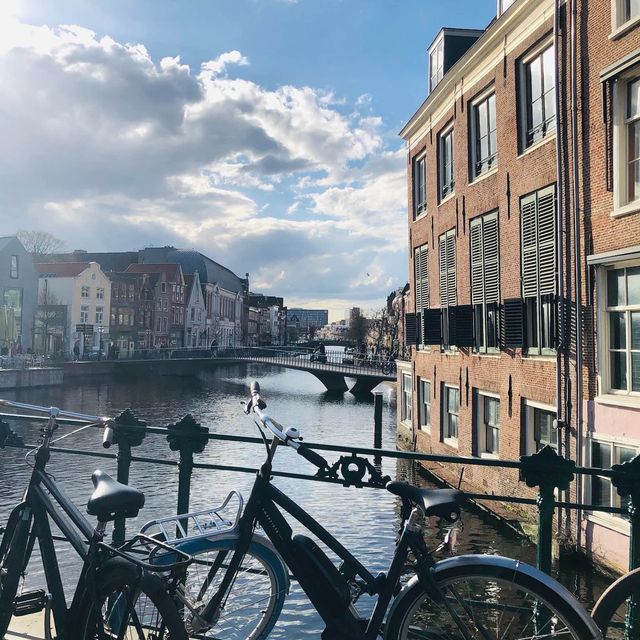 荷蘭🇳🇱萊頓市中心河岸景色🚤🛶
