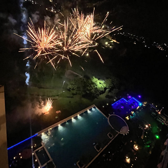 New Year Countdown with Fireworks frm Balcony