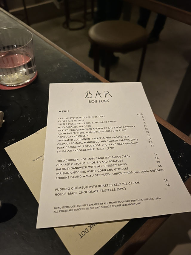 Amazing bar food at Bar Bon Funk 