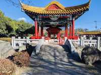 Spacious park with seasonal flowers and a peaceful pond,