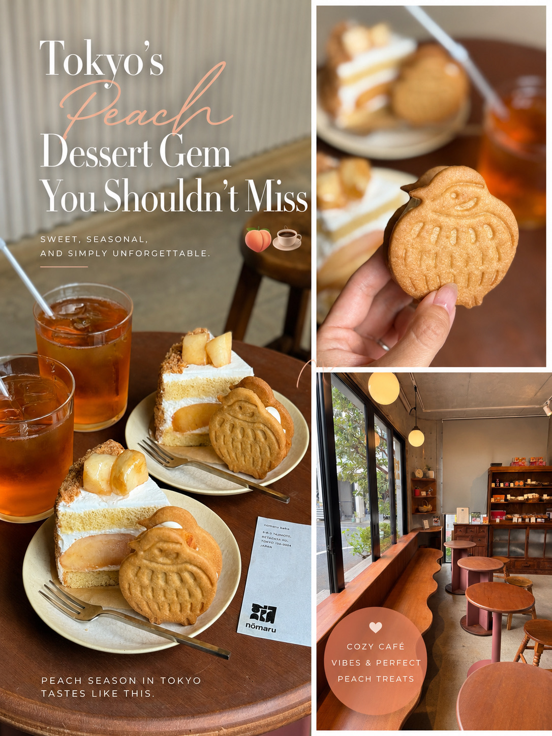 #underratedspots 

If you’re looking for a cozy café in Tokyo that’s still flying under the radar, nomaru bake in Sangenjaya is worth adding to your list.

They’re especially known for their seasonal fruit desserts, and I visited just in time for their limited-edition peach menu!

🍰 Peach Shortcake (¥794)
🧈 Fresh Peach Butter Sandwich (¥479)

The shortcake was loaded with sweet, juicy peaches, while the crunchy almonds added the perfect texture.

The butter sandwich was another surprise favorite. The rich buttercream paired beautifully with the fresh peaches, making it light enough to enjoy even on a hot summer day.

What I also loved was the peaceful atmosphere. It’s the kind of café where you can slow down, relax with a coffee, and enjoy seasonal sweets without feeling rushed.

If you’re visiting Tokyo beyond the usual tourist spots, I’d definitely recommend stopping by!

📍nomaru bake, Sangenjaya, Tokyo

#Tokyo #Sangenjaya #CafeHopping #PeachDesserts