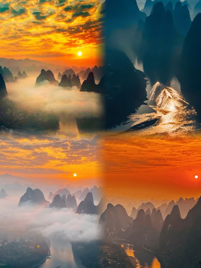 日落晚霞，秀麗山河，桂林真係一個浪漫嘅地方