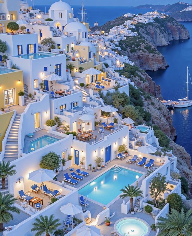 聖托里尼島絕美夜景浪漫小鎮的光影魔法