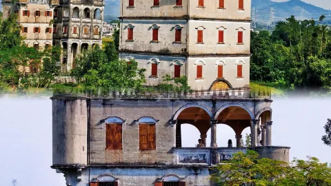 Kaiping's god-tier autumn: A golden harvest oil painting framed with watchtowers — traveler post in Jiangmen