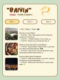 3-Day itinerary for Baiyin, China