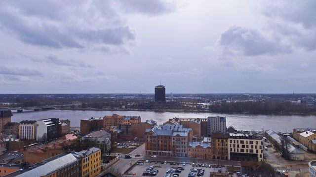 Panorama like 360° view of Riga at Latvian Academy of Sciences.