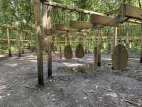 Art sculptures lost in a forest