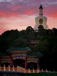 Perfect sunset glow, the white pagoda is photo amazing!
