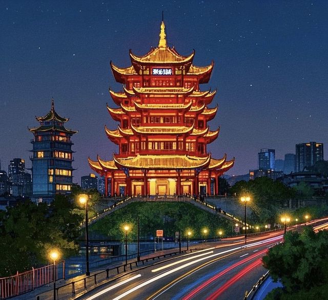 「登黃鶴樓，俯瞰長江的壯麗風光」