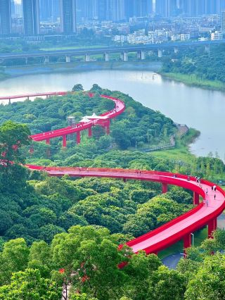 Shenzhen Red Bridge: Stroll on the 'Red Ribbon in the Forest'