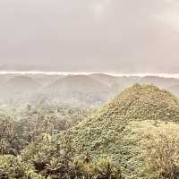 Mysterious Chocolate Hills on a rainy day 