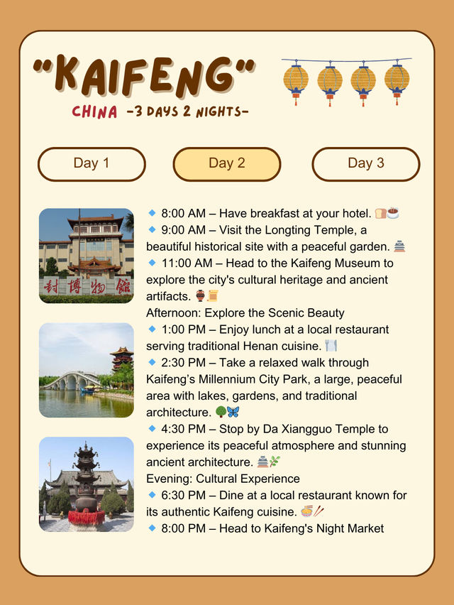 3-day itinerary for Kaifeng, China