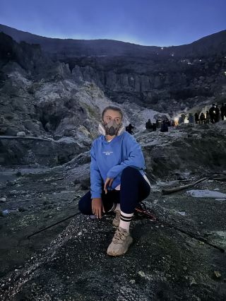 Sunrise in volcano crater 🌋🌄