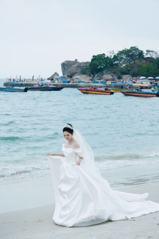 在廣東的海島，戶外海景婚禮被浪漫哭了