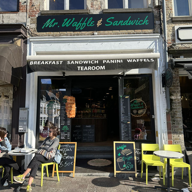 Popular waffle shop in Bruges