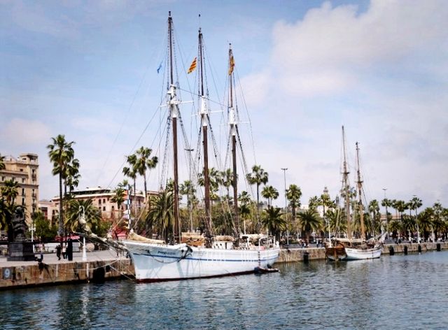A sunny walk in Barcelona Marina