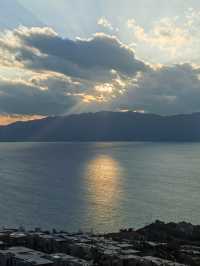 日落美景，冬日峽灣