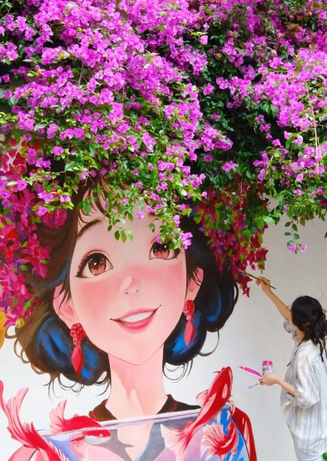 昆明｜手绘簪花少女墙&⃓簕杜鹃梦幻联动