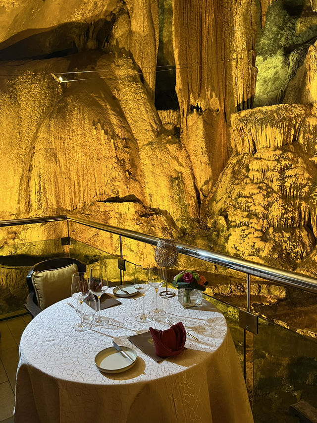 Dine in a 260 million year old natural limestone cave at Jeff’s Cellar 