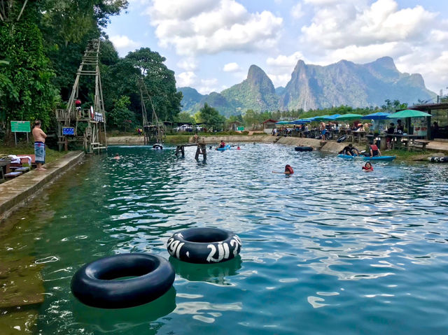 A hidden blue lagoon in Laos