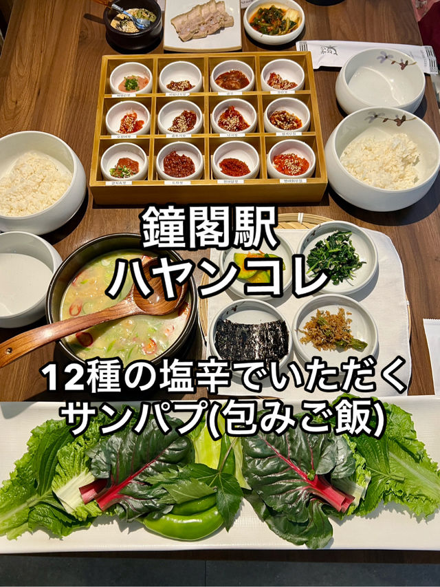 鐘閣駅 ハヤンコレ　12種塩辛を胡麻油ご飯と野菜で