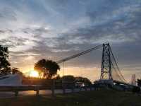 Dawn Splendor at Kuching’s Satok Suspension Bridge  