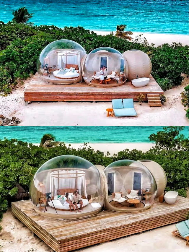 拖尾沙灘星空泡泡屋在馬爾代夫菲諾夫島霸屏朋友圈