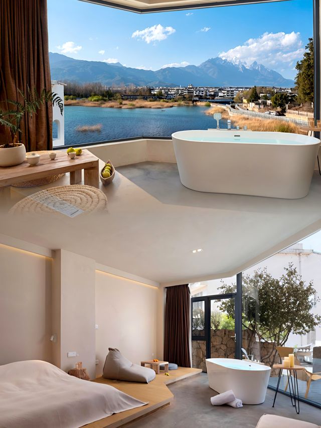 麗江最美民宿，雪山湖景房直接被治癒！！！