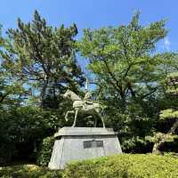 Nice statues around Takaoka Castle Park